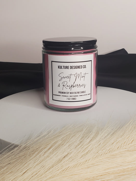 Sweet Mint & Raspberry  |  7 oz  Candle - Kulture Designed Co.