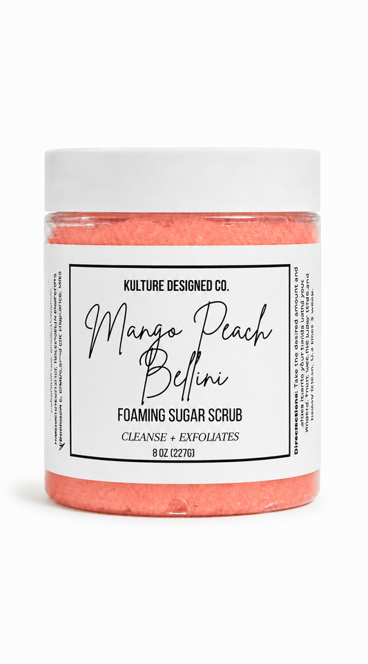Mango Peach Bellini Foaming Sugar Scrub - Kulture Designed Co.