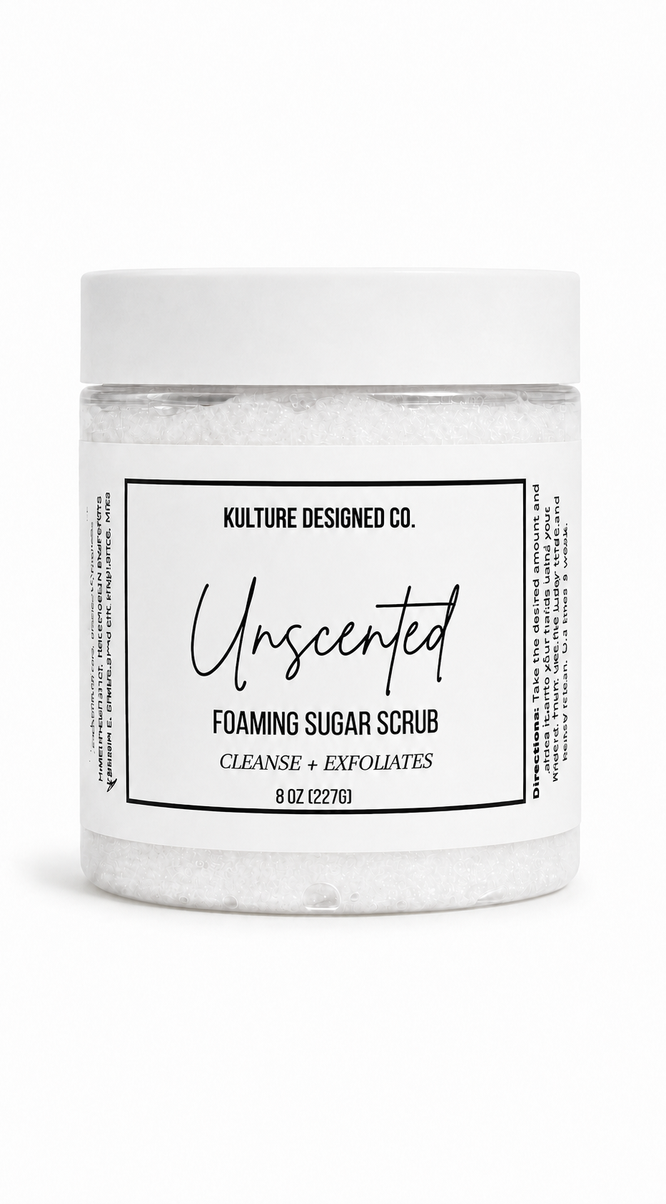 Unscented Foaming Sugar Scrub - Kulture Designed Co.