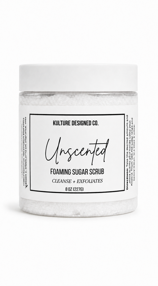 Unscented Foaming Sugar Scrub - Kulture Designed Co.