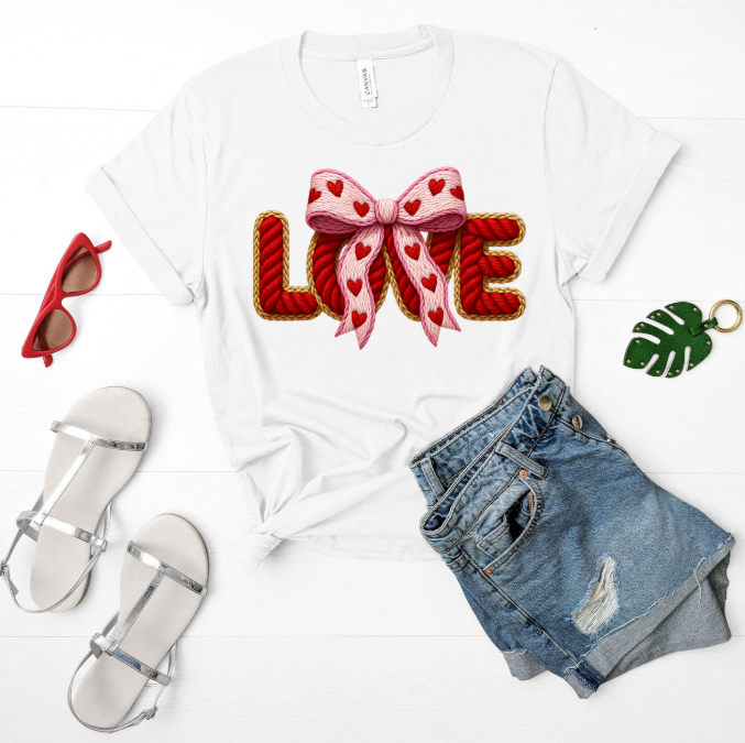 Valentine's Times Short Sleeve Tshirt- Love with Ribbons
