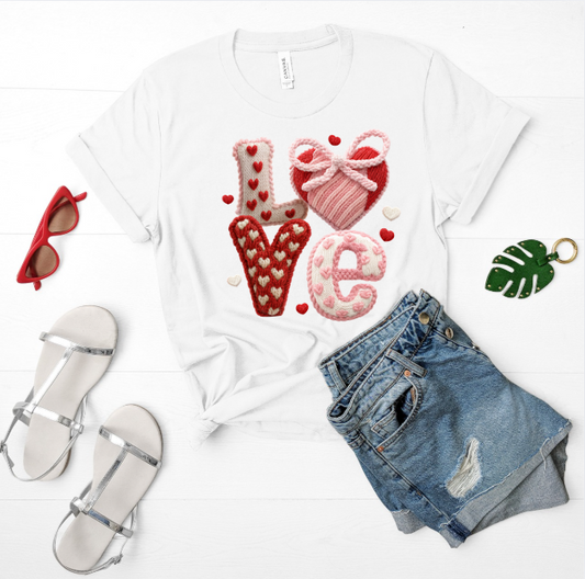 Valentine's Times Short Sleeve Tshirt- Yarn Love