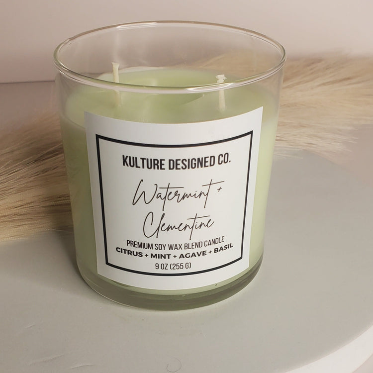 Watermint + Clementine | 9 oz candle - Kulture Designed Co.