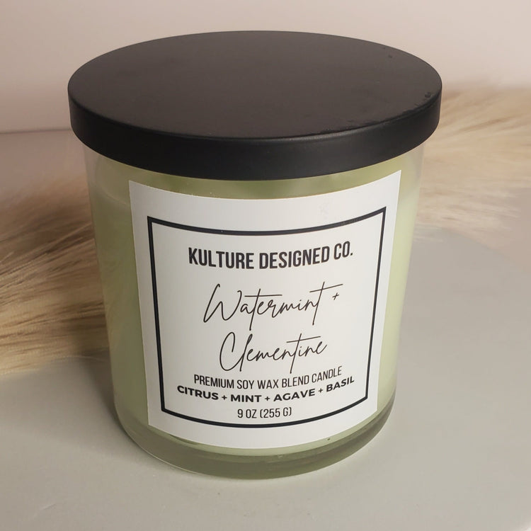 Watermint + Clementine | 9 oz candle - Kulture Designed Co.