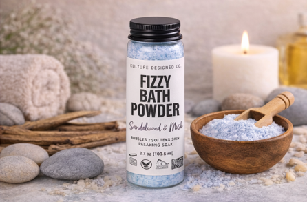 SANDALWOOD AND MUSK | FIZZY BATH POWDER - Kulture Designed Co.